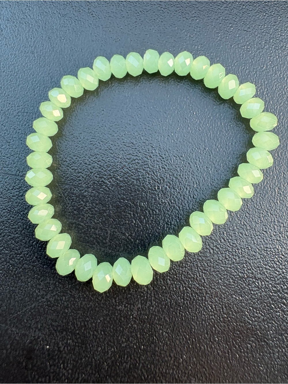 Green Faceted Bead Stretch Bracelet - Unbranded